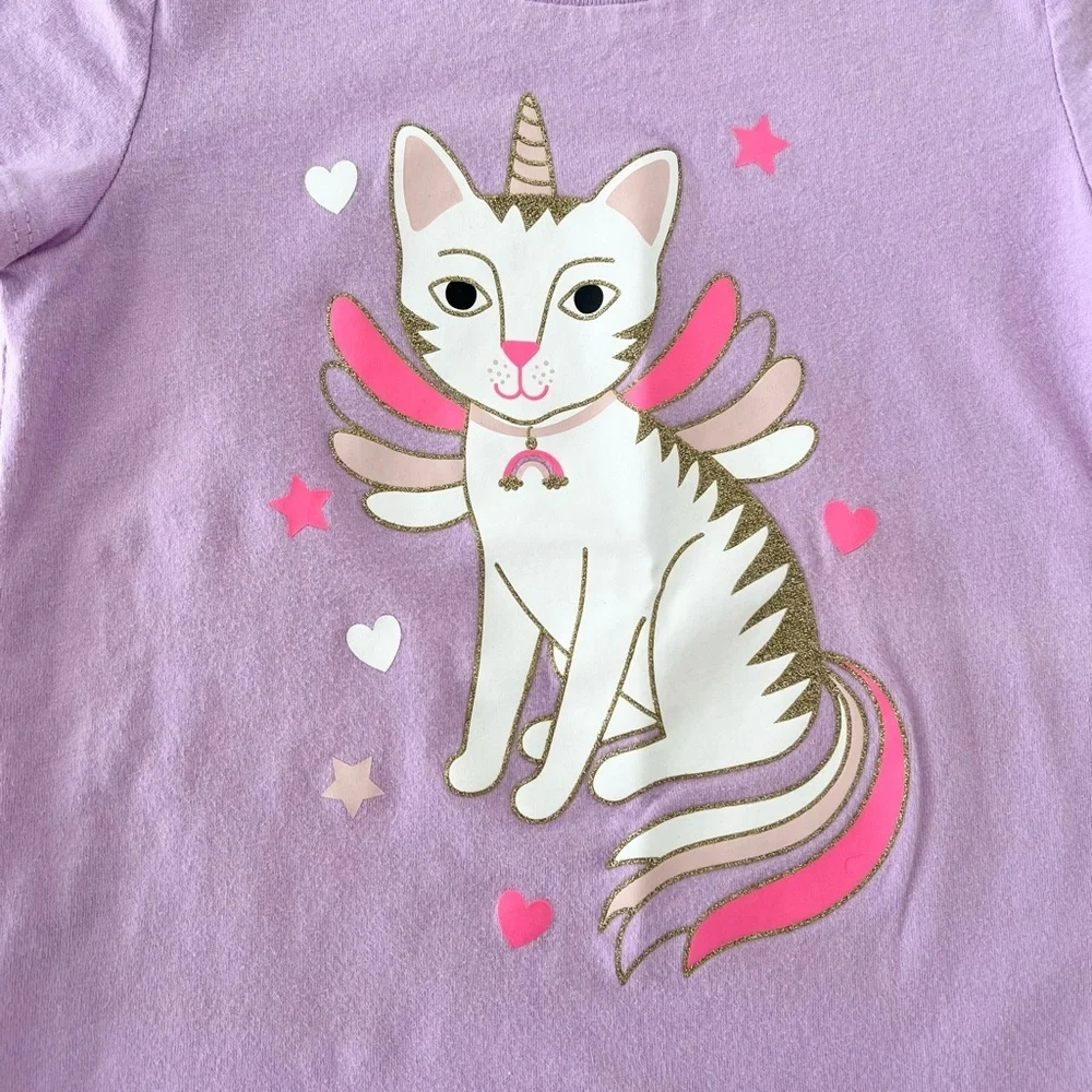 OshKosh B'gosh Lavender Tee with Unicorn Cat Graphic | Girls 4T